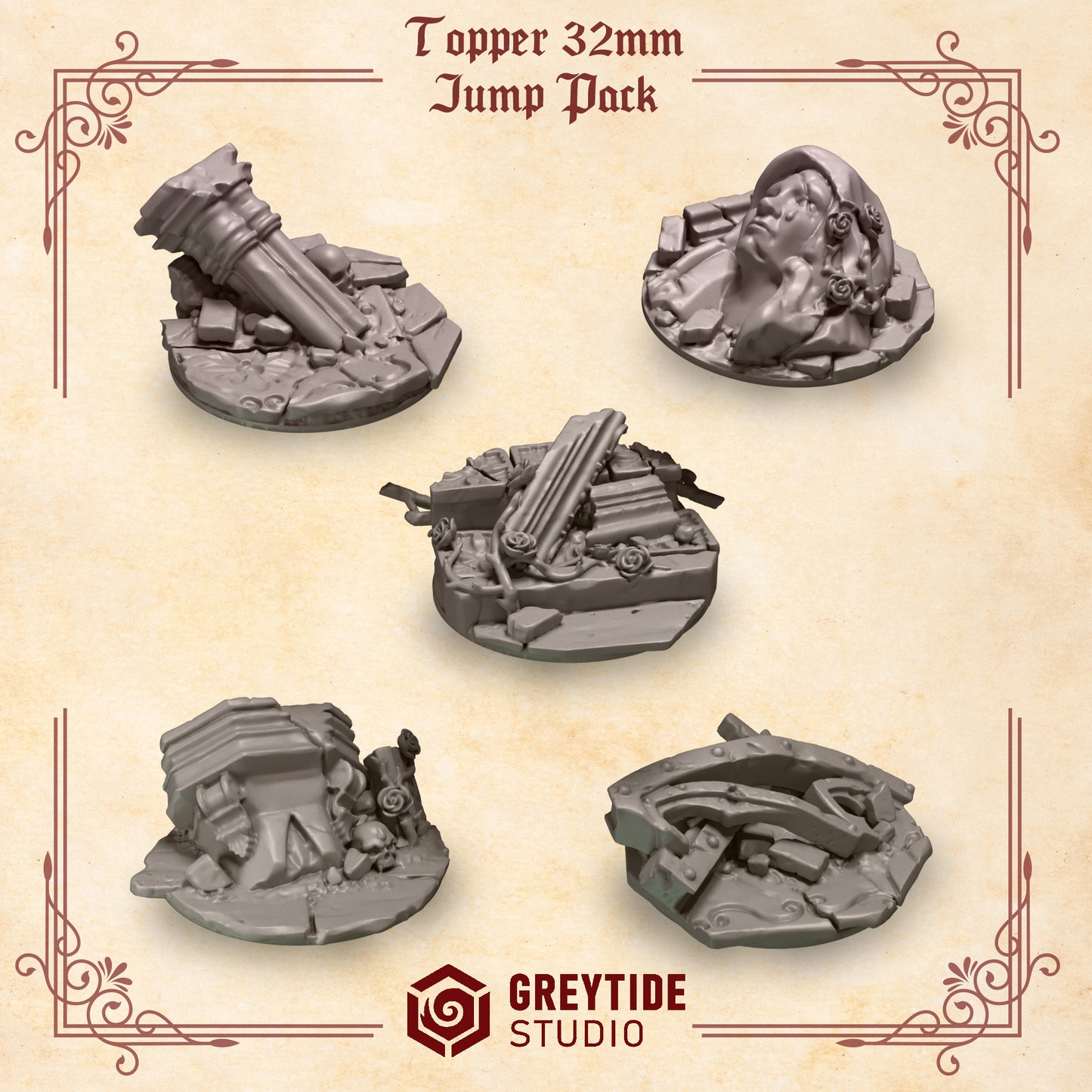 32mm Jump Pack Bases Toppers - Crimson Lords