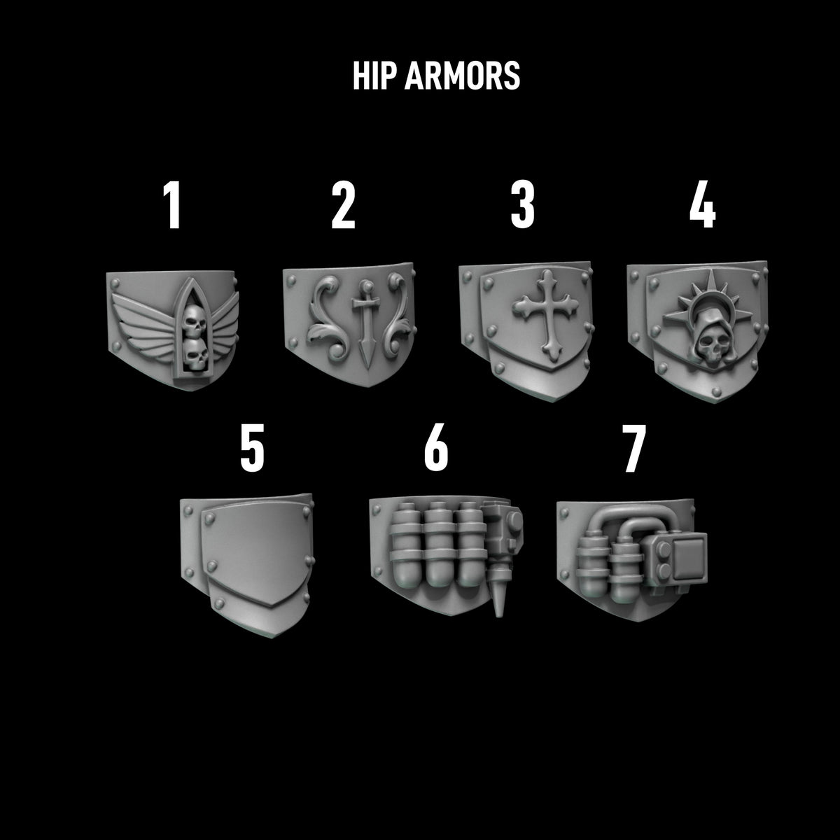 Eternal Pilgrims - Big Armour Hip Armour — numbered design options