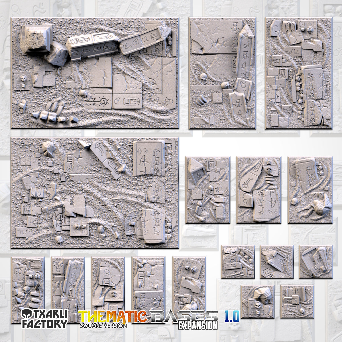Egyptian Square Bases & Toppers - TXARLI Factory-Old World Kings of War Oathmark