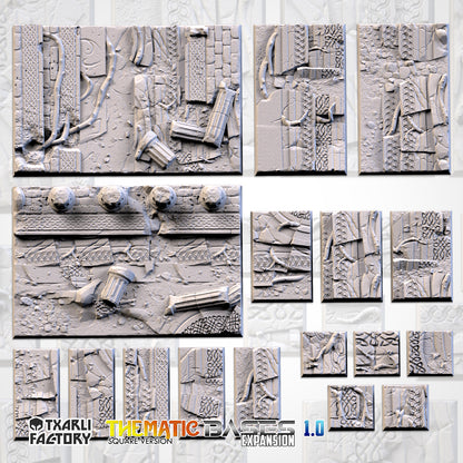 Ancestral Ruins Square Bases & Toppers - TXARLI Factory - Old World Kings of War