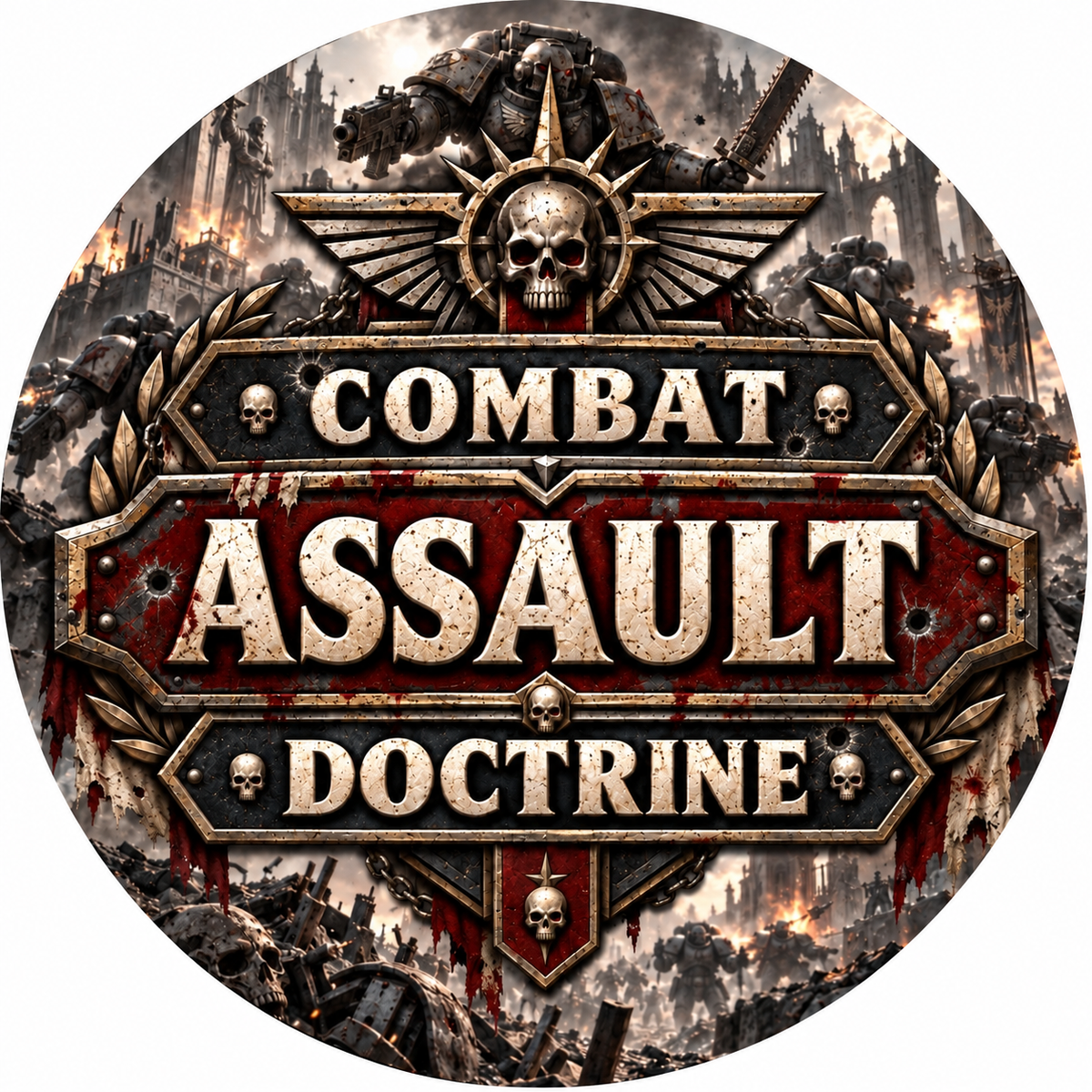 Combat assault doctrine token on white background