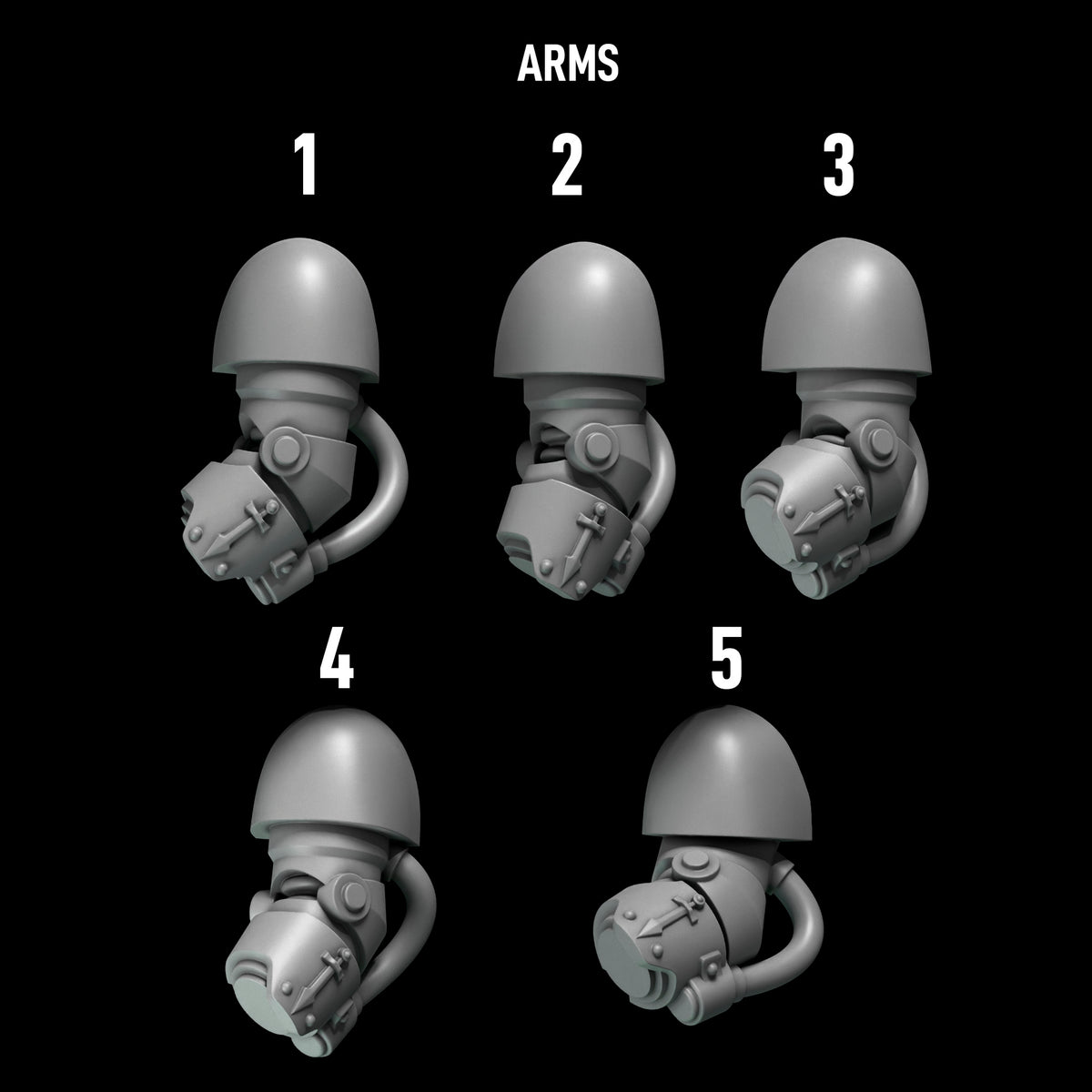 Eternal Pilgrims - Big Armour Arms — numbered design options
