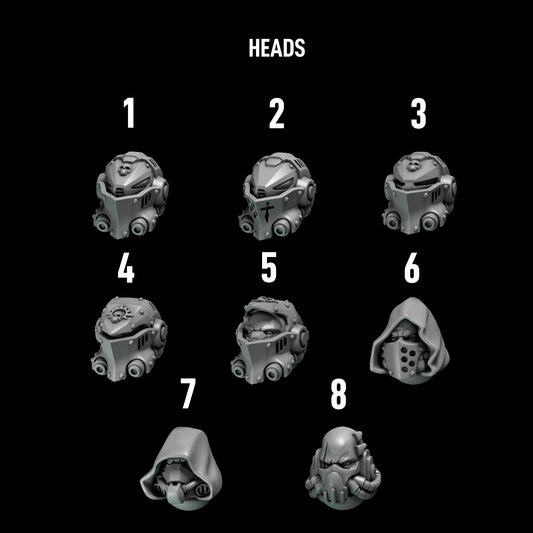 Eternal Pilgrims - Big Armour Heads — numbered design options