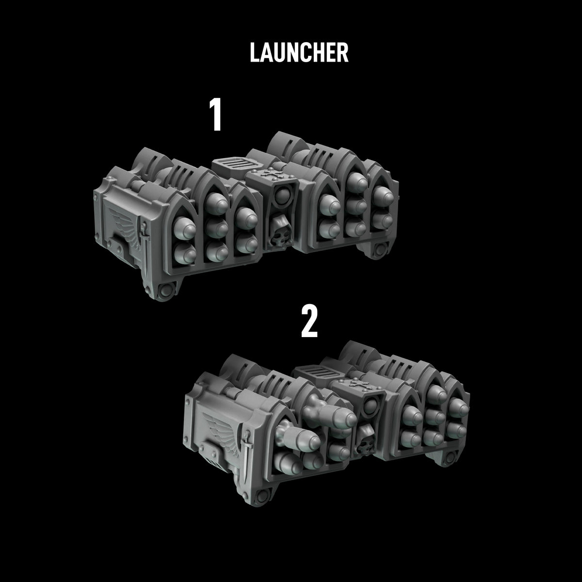 Eternal Pilgrims - Big Armour Missile Launchers — numbered design options