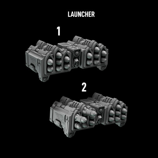 Eternal Pilgrims - Big Armour Missile Launchers — numbered design options